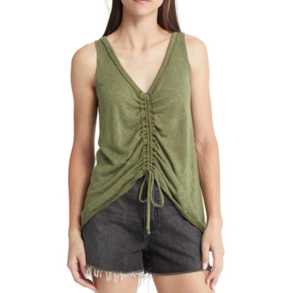 New ~ TREASURE & BOND ~ 100% Organic Cotton Cinched Front Knit Tank Top Size S